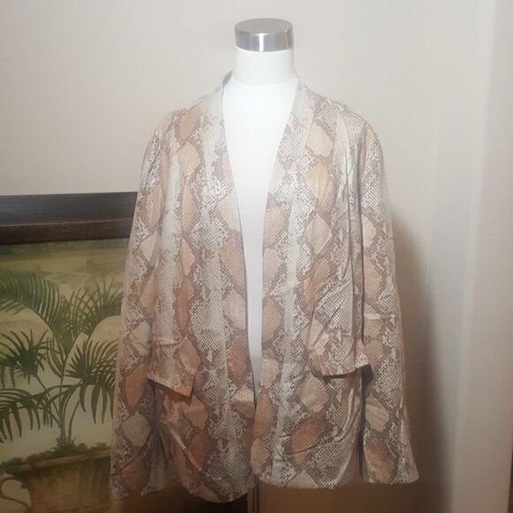 CHICO'S Snake Print Open Front Jacket - Size 3‎ - Picture 2 of 5